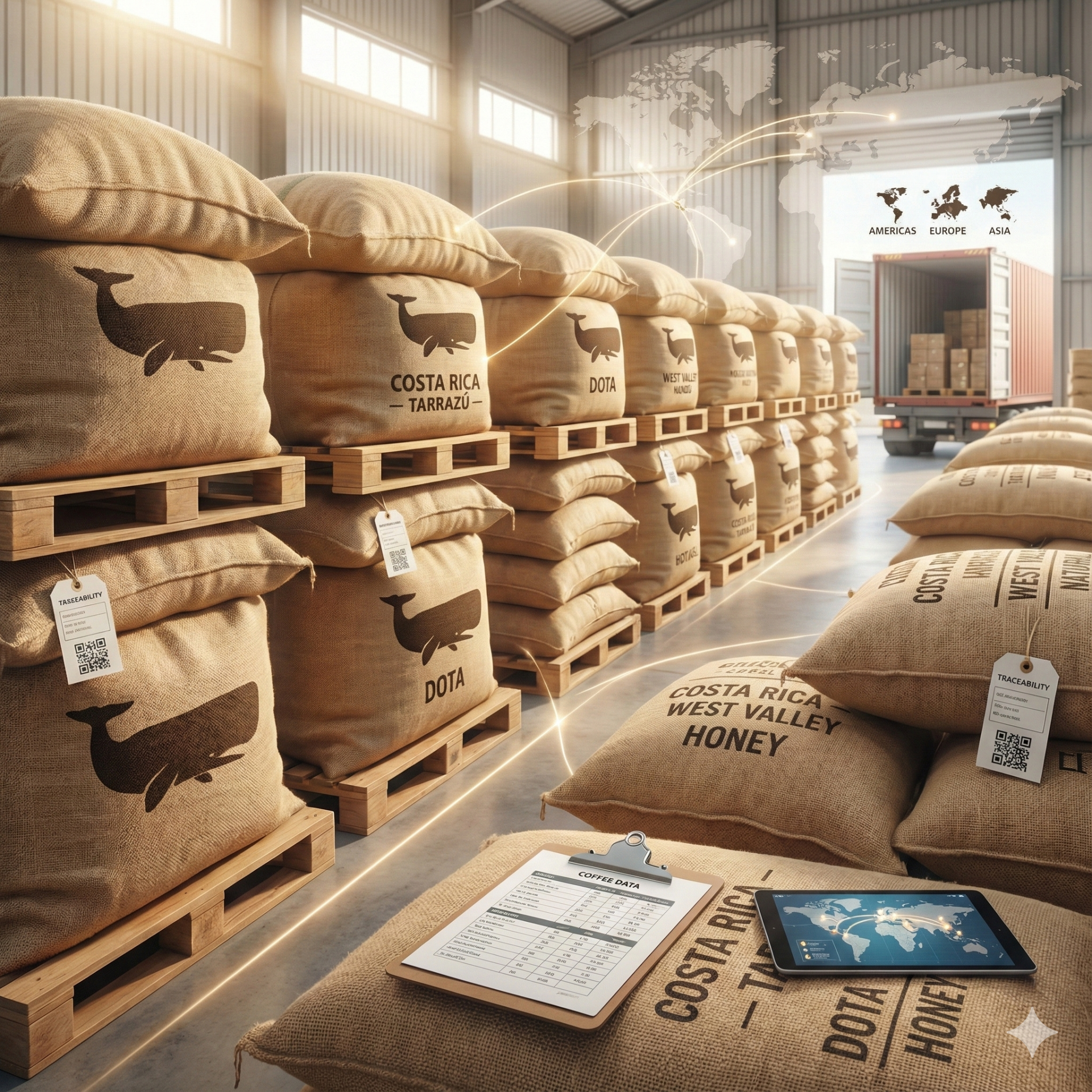 Green coffee export from Costa Rica